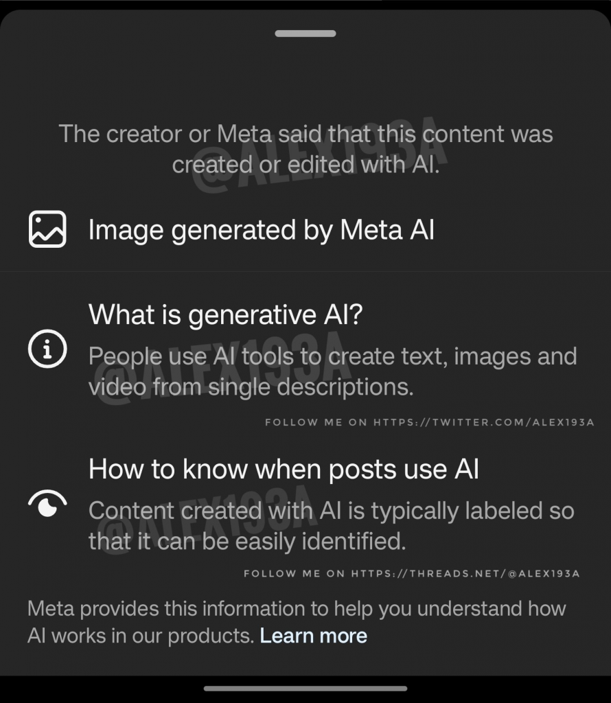 Instagram identify AI image